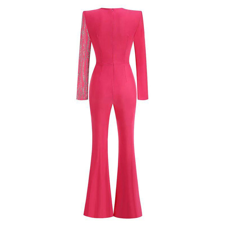 Sheila Long Sleeves Rhinestone Jumpsuit - Hot fashionista