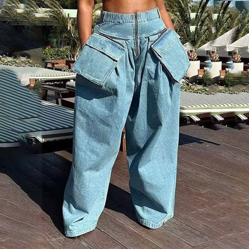 Bailey Zippered Pockets and Loose Fit Denim - Hot fashionista