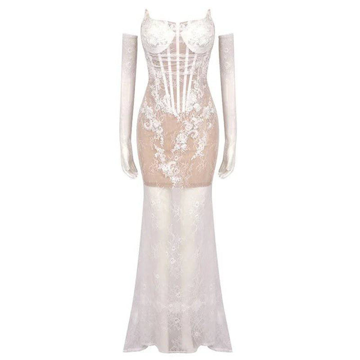 Cassandra Sleeveless Lace Corset Maxi Dress - Hot fashionista