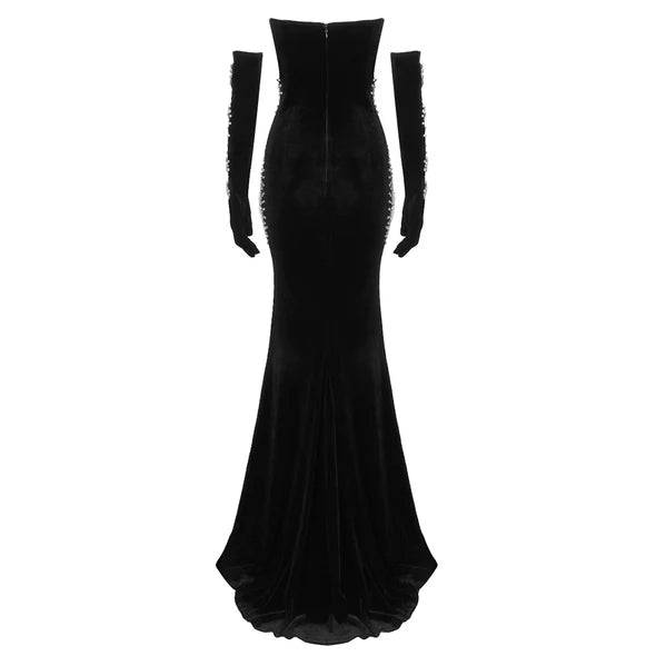 Charity Off Shoulder Cut-Out Rhinestone Embellished Maxi Dress - Hot fashionista