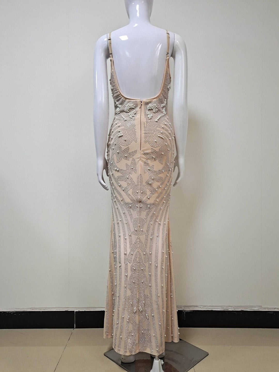 Cheyenne Spaghetti Strap Beaded Mesh Maxi Dress - Hot fashionista