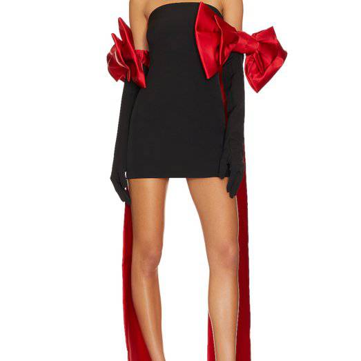 Cody Strapless Mini Dress with Bow Gloves - Hot fashionista