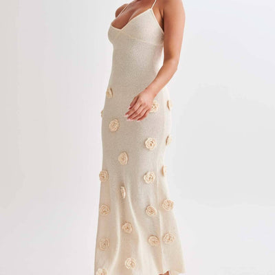 Cori Crochet With Flower Detailed Maxi Dress