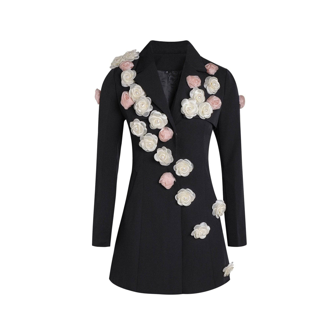 Davine Long Sleeve Rose Detail Mini Blazer Dress