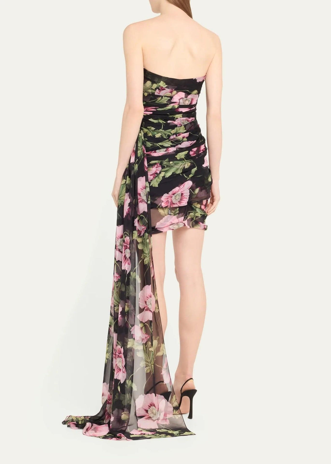 Dotty Floral Strapless Draped Mini Dress - Hot fashionista