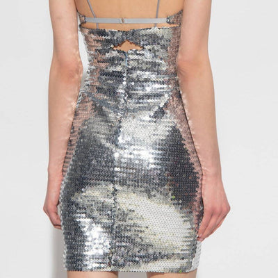 Ellen Strappy Silver Sequined Mini Dress