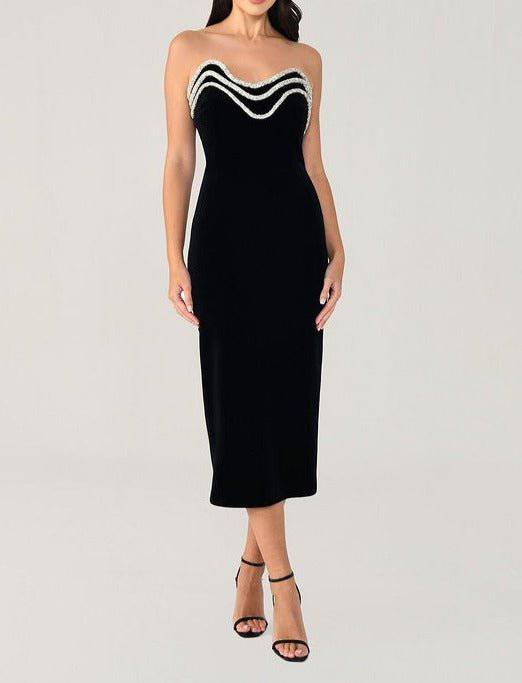 Ellie Crystal Trim Strapless Midi Dress - Hot fashionista