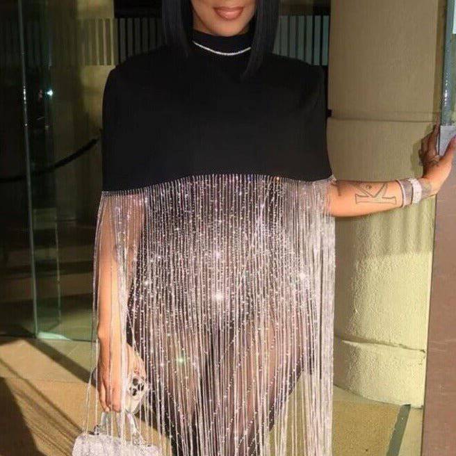 Ellie Rhinestone Fringe Cropped Cape - Hot fashionista