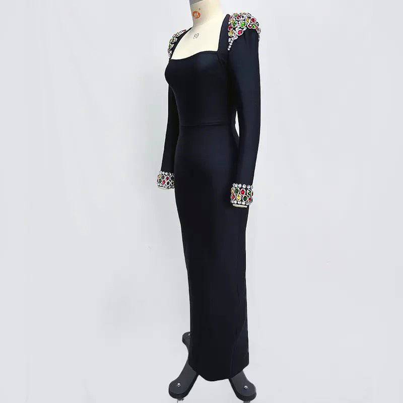 Emmy Handmade Rhinestones Design Maxi Dress - Hot fashionista