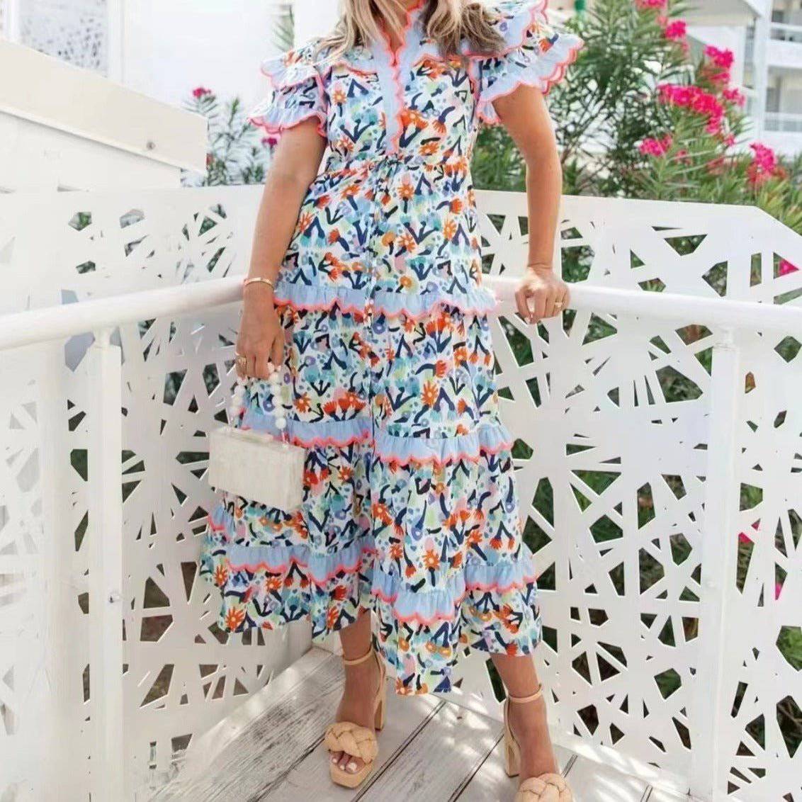 Vestido midi con dobladillo escalonado y estampado floral Faith