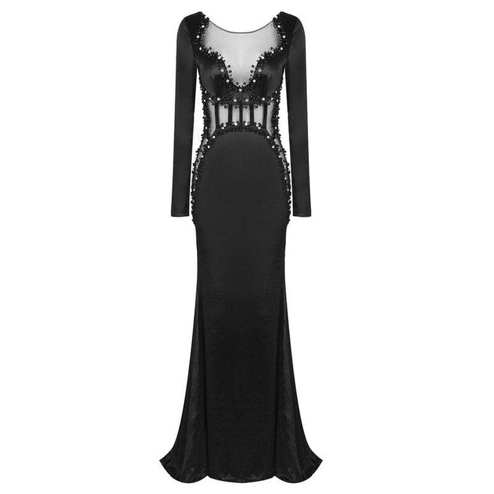 Gabe Round Neck Long Sleeve Elegant Maxi Dress - Hot fashionista