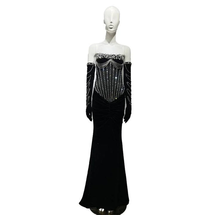 Galilea Strapless Crystal Embellished Maxi Dress - Hot fashionista