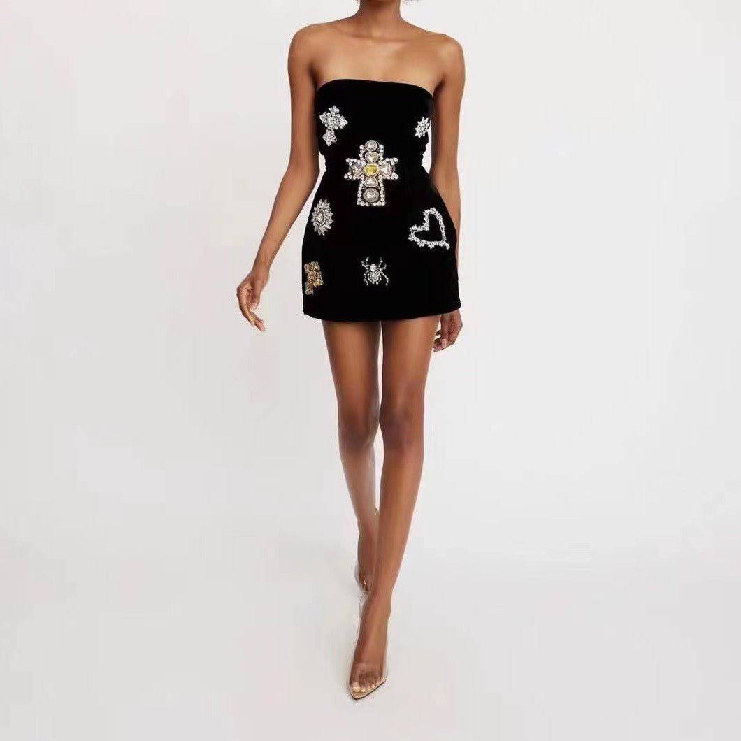 Gretchen Strapless Crystal Embellished Mini Dress - Hot fashionista