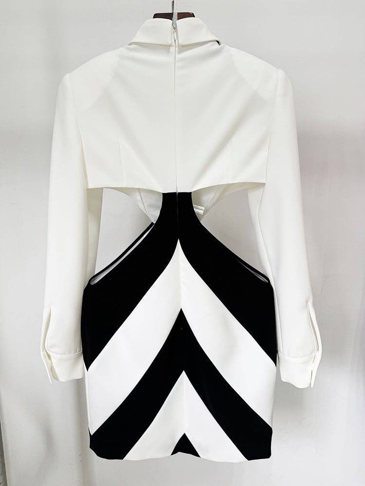 Helen Black And White Shirt Mini Dress - Hot fashionista