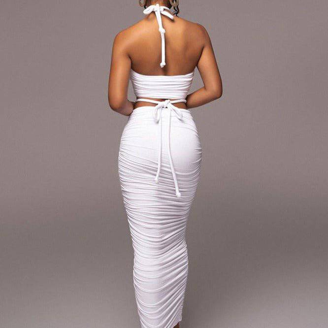 Hilda Halter Ruched Two Piece Maxi Dress - Hot fashionista