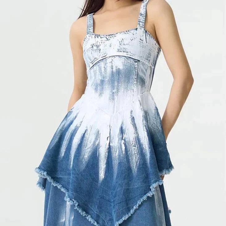 Robe en jean rétro vieillie Jada