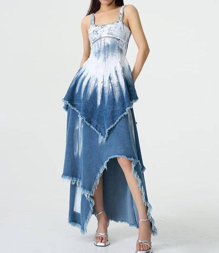 Robe en jean rétro vieillie Jada