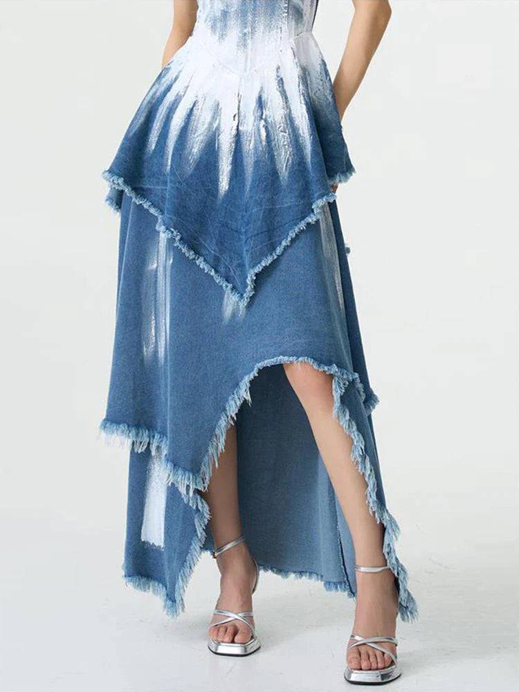 Robe en jean rétro vieillie Jada