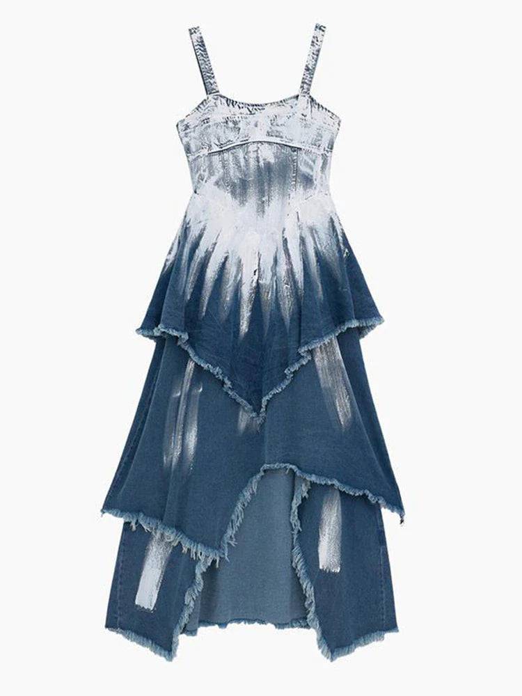 Robe en jean rétro vieillie Jada