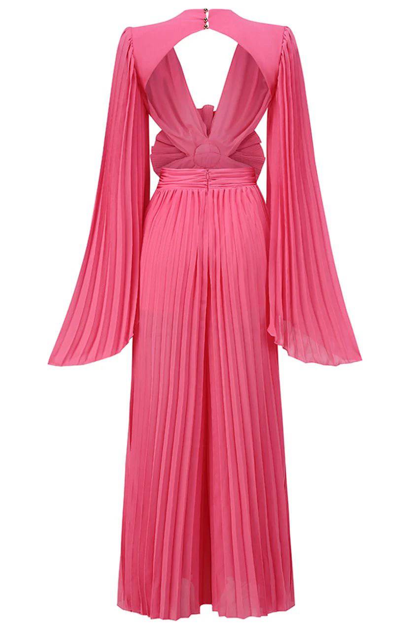 Robe longue rose Jalthea avec découpes et détails fleuris