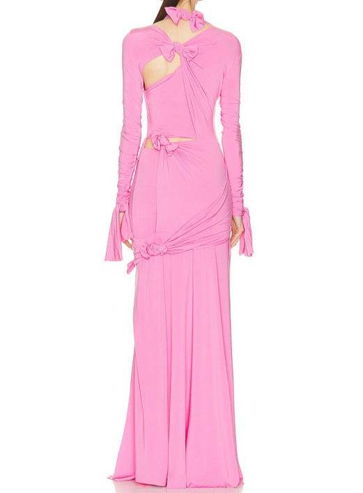 Jayme Knotted Cutout Slit Maxi Dress