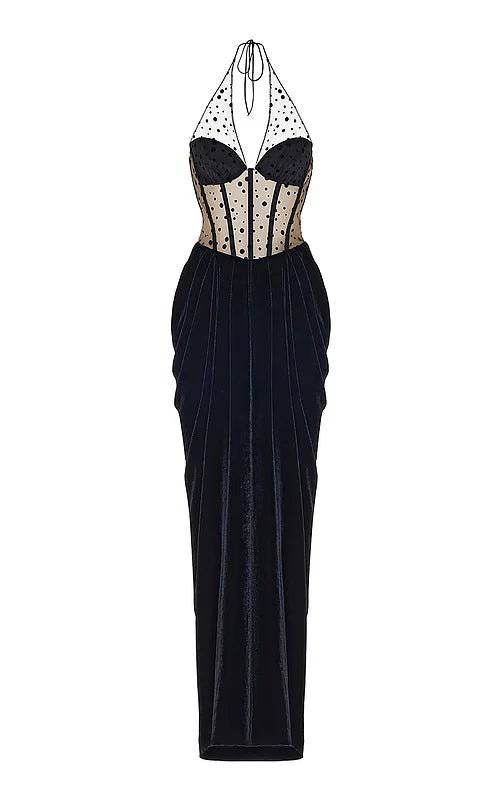 Jessica Halter Corset Draped Maxi Velvet Dress - Hot fashionista