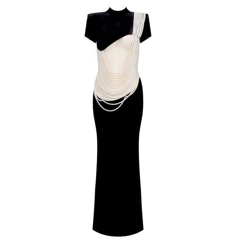 Joey High Neck Beads Embellishment Maxi Dress - Hot fashionista