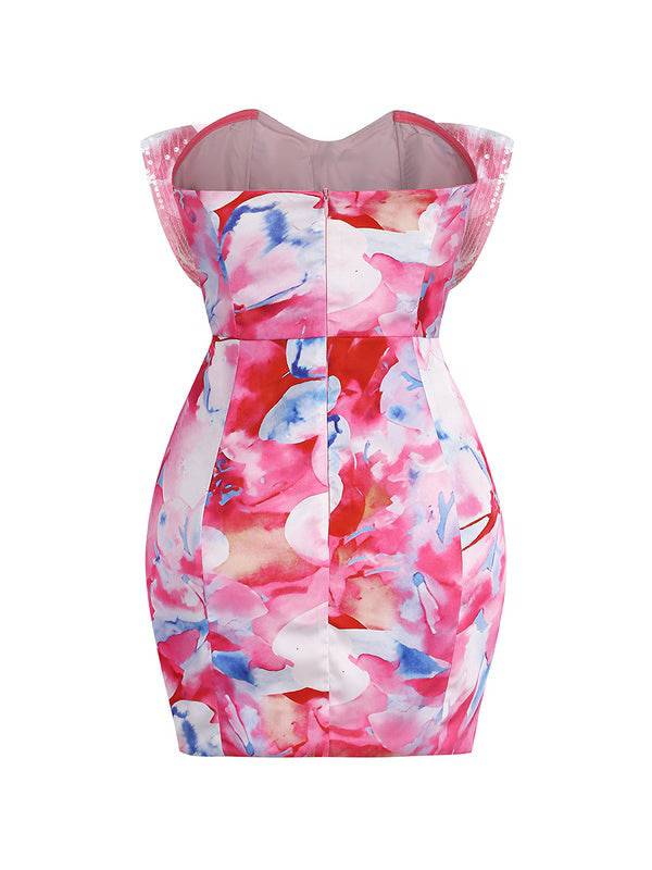 Judith Bow Tie Front Strapless Floral Mini Dress - Hot fashionista