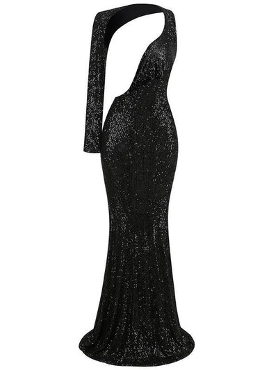 Robe longue à sequins asymétrique Katherine