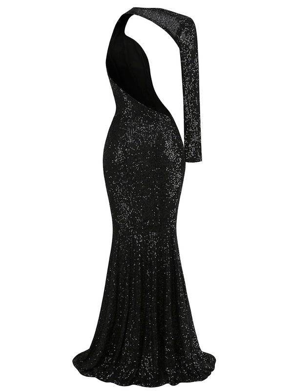 Robe longue à sequins asymétrique Katherine