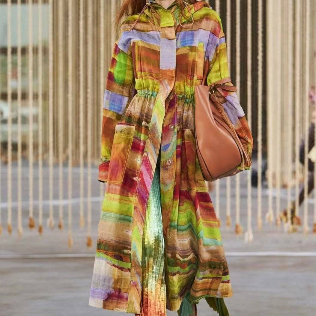 Lannie Long Sleeve Button Down Printed Maxi Dress - Hot fashionista