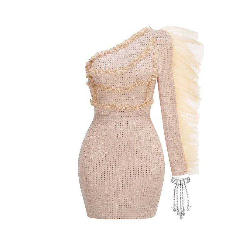 Lara One Shoulder Crystal Embellished Mini Dress - Hot fashionista