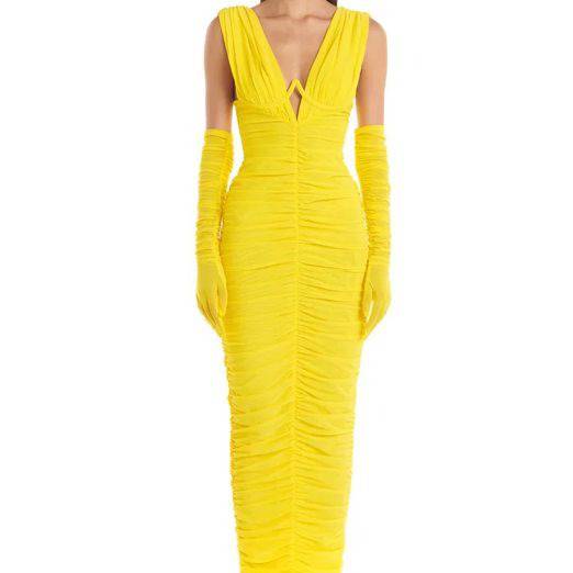 Lexi V Neck Ruche Maxi Dress - Hot fashionista