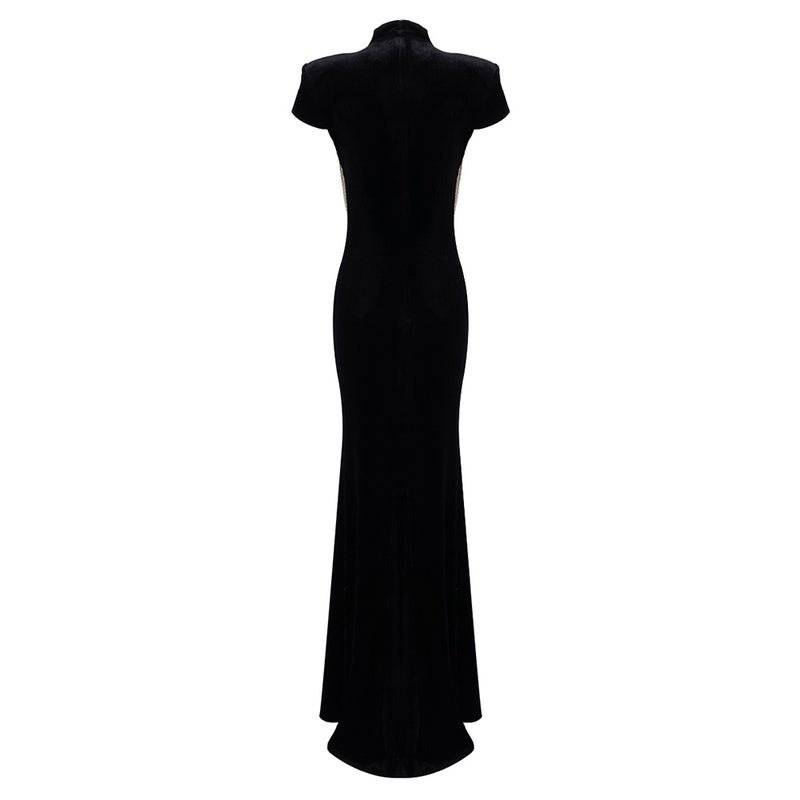 Leyla Pearl Chain Velvet Dress