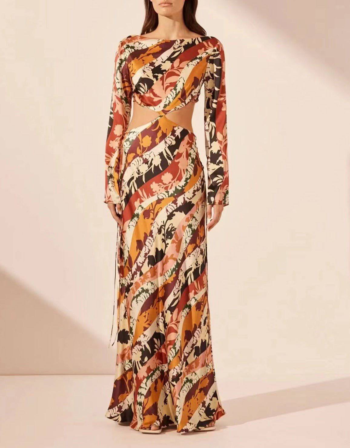 Lily Floral Print Cut-out Maxi Dress