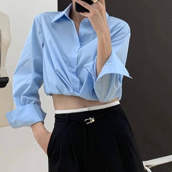 Liza Ruched Bottom Hem Crop top Blouse - Hot fashionista