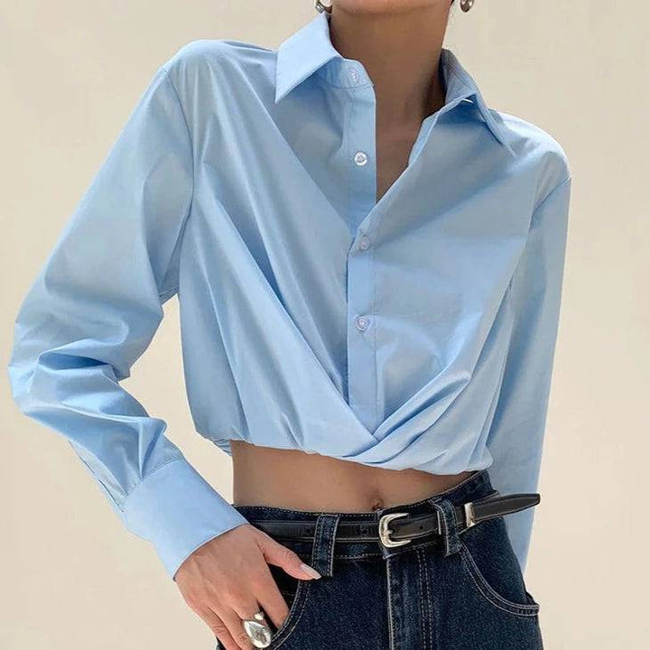 Liza Ruched Bottom Hem Crop top Blouse - Hot fashionista