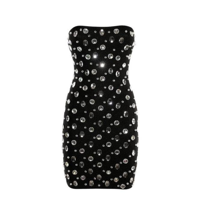 Lorna Black Crystals Mini Dress - Hot fashionista