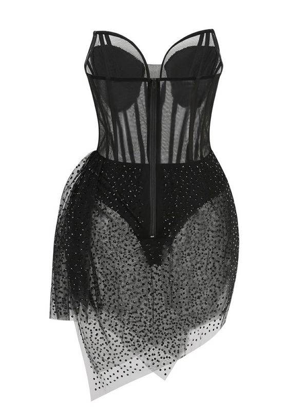 Louise Strapless Sequin Corset Draped Mini Dress - Hot fashionista