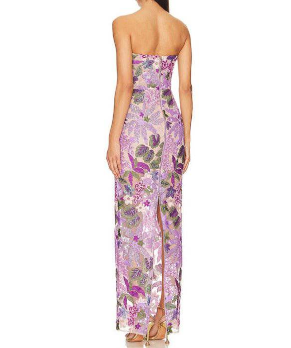 Lucyle Bandeau Floral Sequined Maxi Dress - Hot fashionista