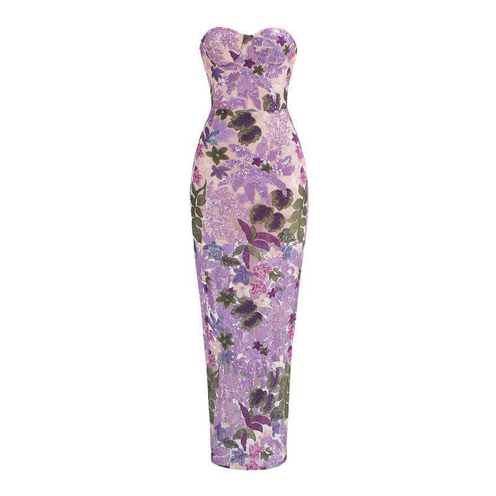 Lucyle Bandeau Floral Sequined Maxi Dress - Hot fashionista