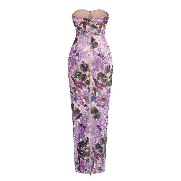 Lucyle Bandeau Floral Sequined Maxi Dress - Hot fashionista