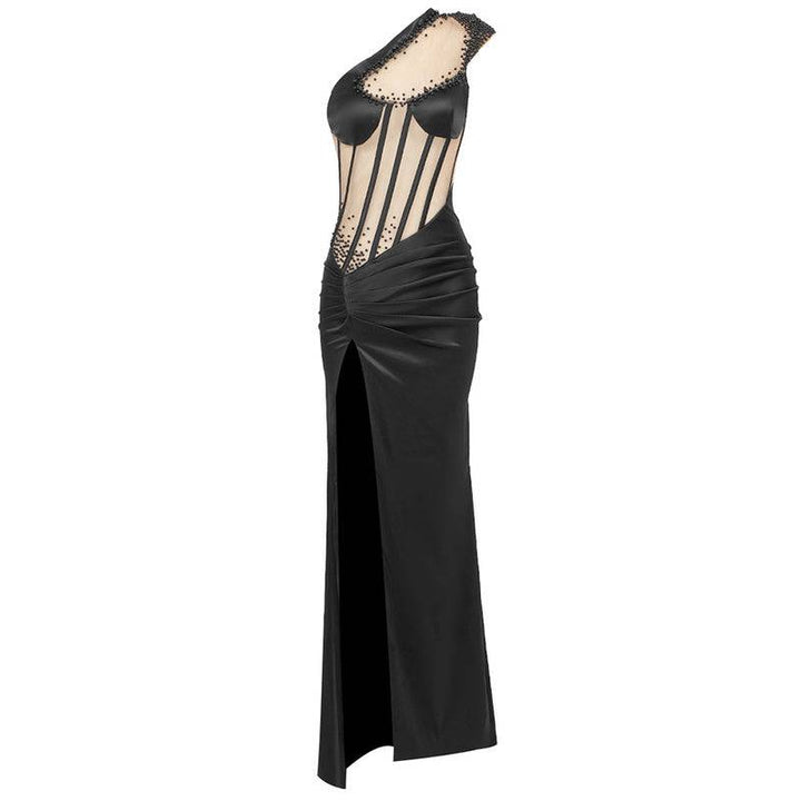 Maple One Shoulder Mesh Insert Maxi Dress - Hot fashionista