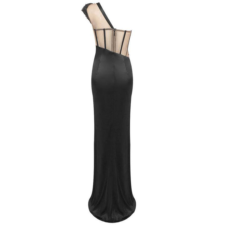 Maple One Shoulder Mesh Insert Maxi Dress - Hot fashionista