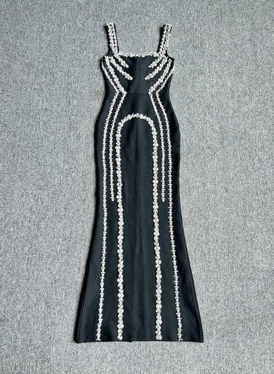 Marian Square Neck Rhinestone Maxi Dress