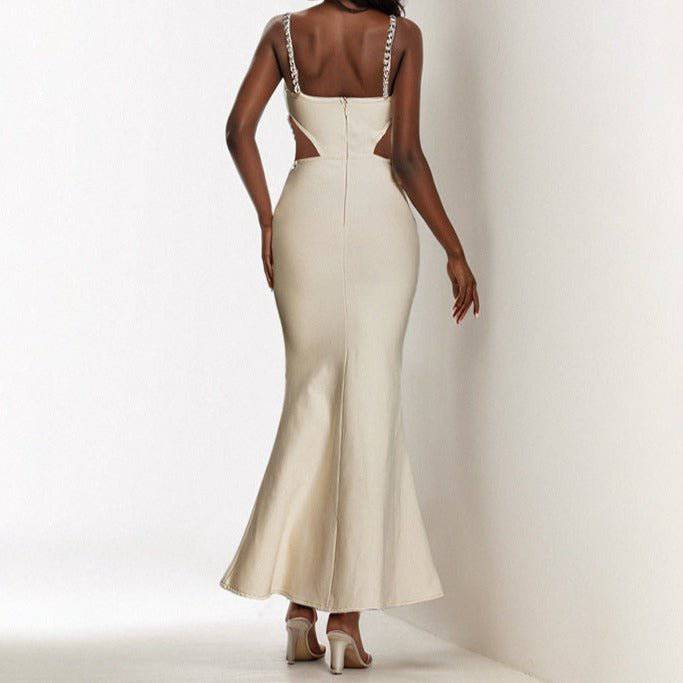 Martha  Spaghetti Strap Cut Out Diamond Embellished Maxi Dress - Hot fashionista