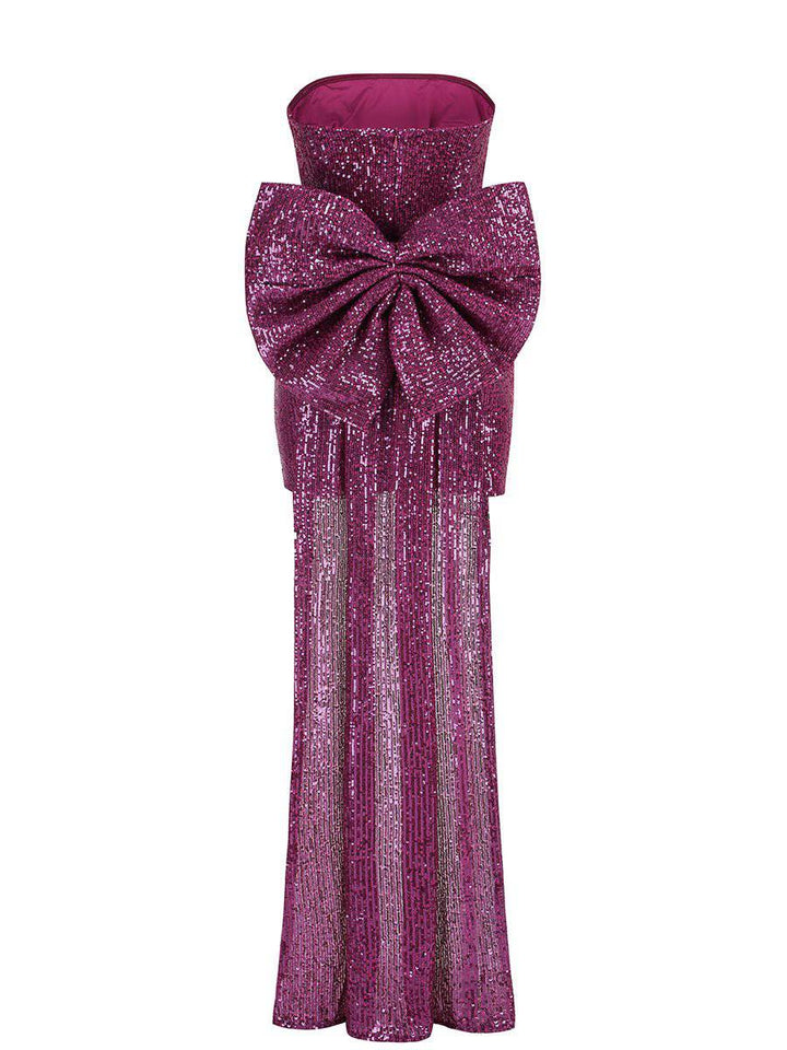 Mary Strapless Back Bow Sequins Mini Dress - Hot fashionista