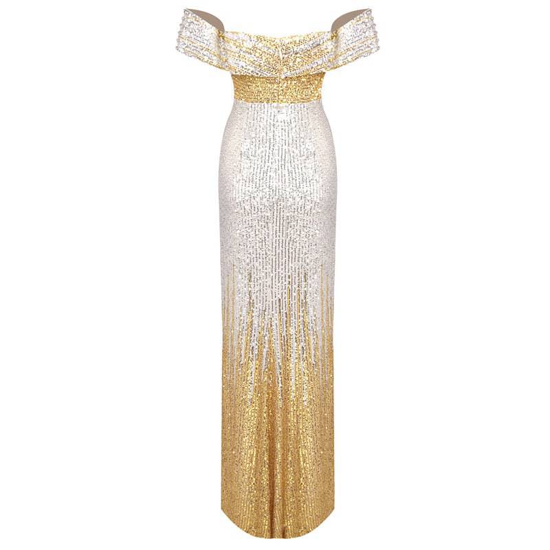 Robe longue à sequins en cristal Megan