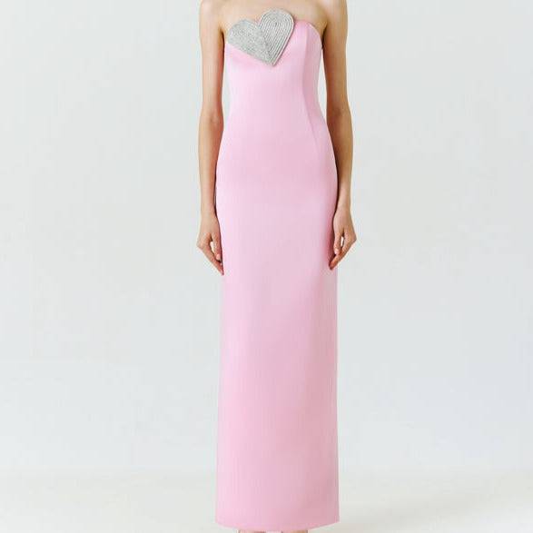 Millie Strapless Heart Embellished Cady Column Maxi Dress - Hot fashionista