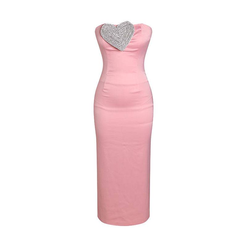 Millie Strapless Heart Embellished Cady Column Maxi Dress - Hot fashionista